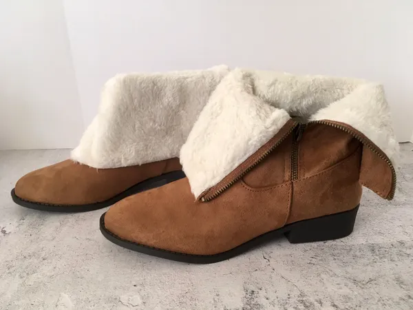 Brown Suede Boots, Size 9 - Image 5