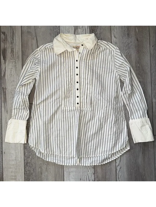 Free People We the Free After Hours Stripe Oversized 1/4 Button Down Top size xs - Image 5