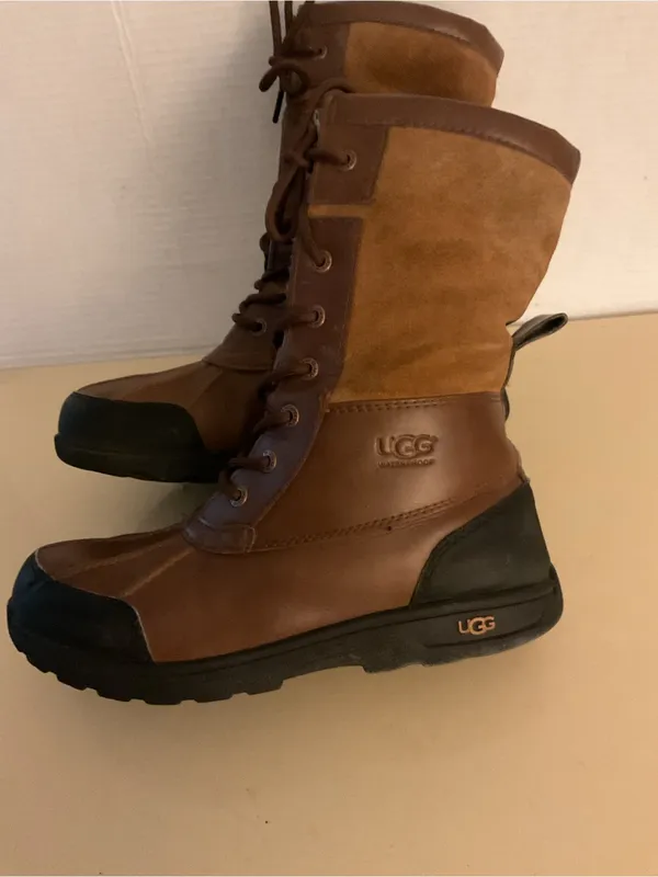 UGG Women's Brown Leather & Suede Butte Lace-Up Insulated Boots US 8 - Image 9