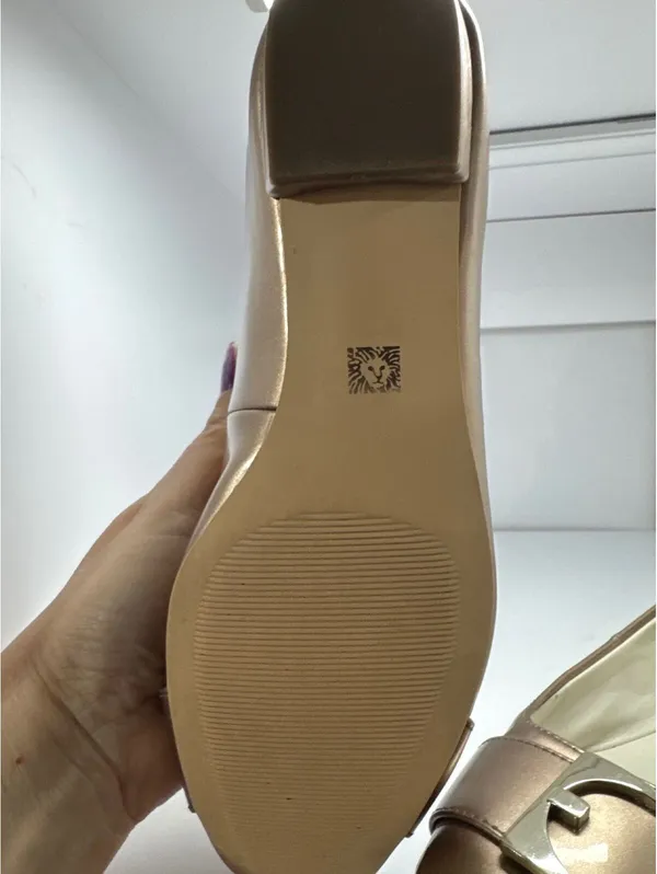 Anne Klein Bronze Ballet Flats with Chic Gold Buckle - Size 8 - Image 3