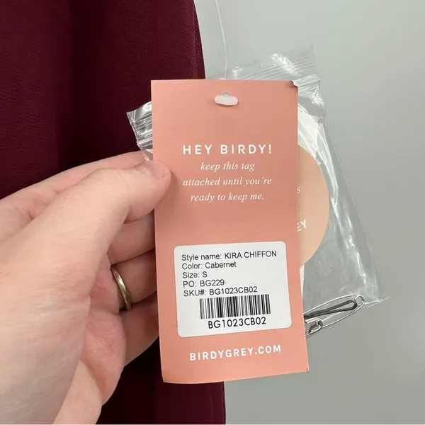 Birdy Grey Kira Chiffon‎ One Shoulder Bridesmaid Dress in Cabernet Sz S NEW - Image 8