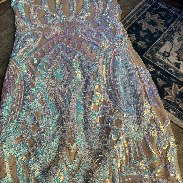 Lucy in the Sky Starstruck Strappy Dress in Nude Iridescence size small - Image 3