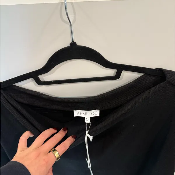 ANNI+CO Off-the-Shoulder Black Knit Sweater - Image 2