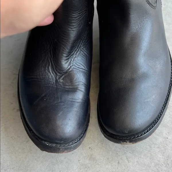 Frye Womens MELISSA BUTTON LUG TALL Vintage Black Riding Boots Sz 6B Leather ⬇️ - Image 6