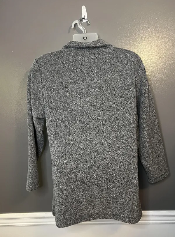 Talbots Jacket Womens Medium Gray Button Front Textured Fleece Shacket Made USA - Image 4