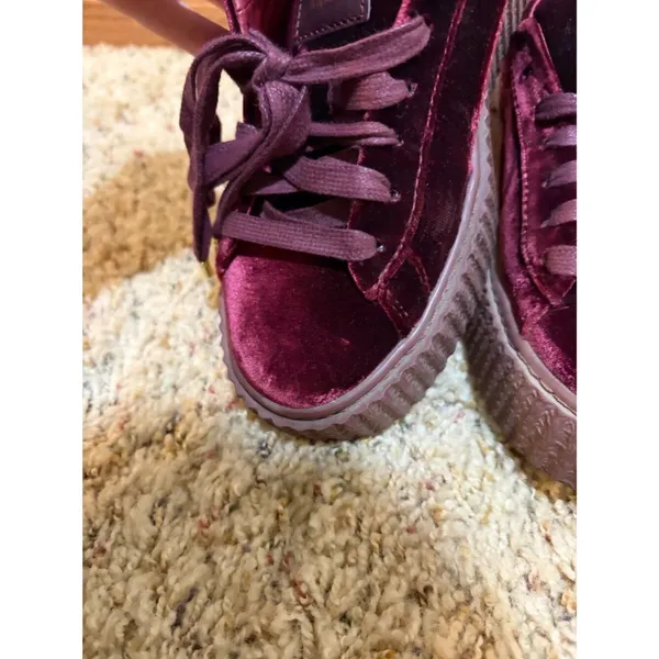 Puma x Fenty Size 6 Rihanna Burgundy Red Velvet Creeper Platform Sneakers - Image 4