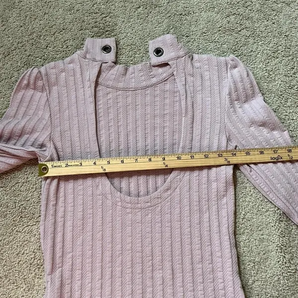 Free People Mock Neck Cutout Ribbed Long Sleeve Top‎ Size L - Image 2