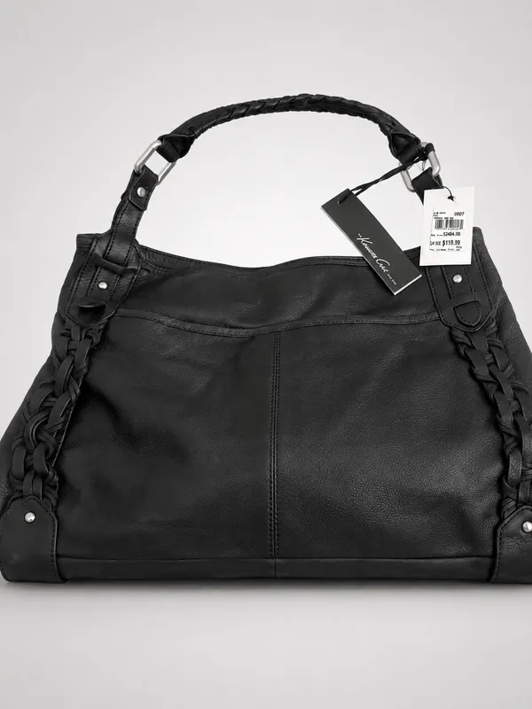 Kenneth Cole NEW Black Leather Shoulder Hobo Bag Shoulder Purse - Image 2