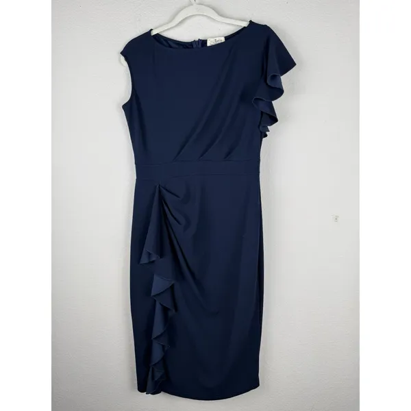 Aisize Vintage Redefined Blue Pinup Ruffle‎ Sleeve Pencil Dress Women's Size L - Image 5