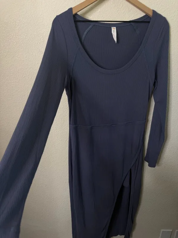 Daily Practice by Anthropologie Wrap Midi Dress Purple Rib Womens‎ Size M - Image 6