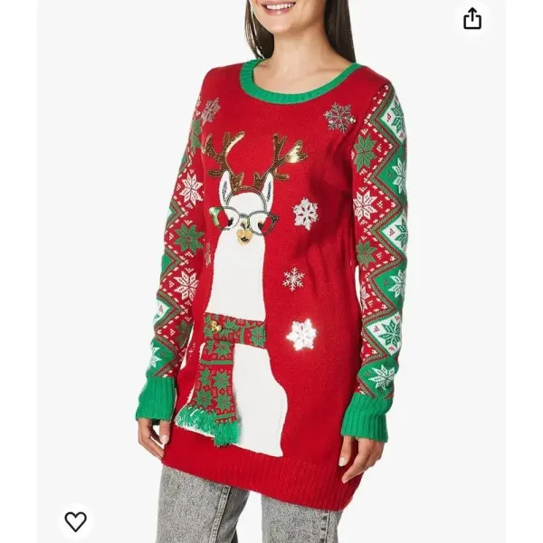 Isela Multicolor Llama Pullover Ugly Christmas Sweater Womens Size Large‎ - Image 2
