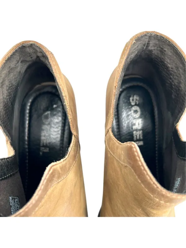 Sorel Lolla Leather Ankle Booties Brown Slip-On Waterproof Size 11 - Image 7