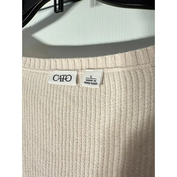 Cato's‎ Cream Crochet Baby Doll Sweater Women's Size Large - Image 2