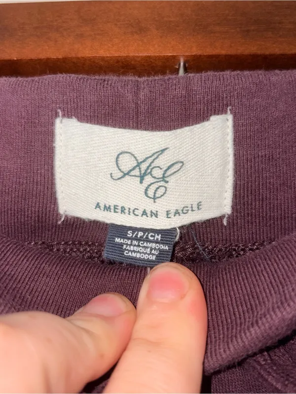 American Eagle Fleece Sweat Shorts Dark Plum Purple Size S - Image 2