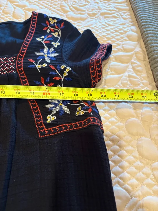 Old Navy Embroidered Square Neck Dress, Black women’s M - Image 7