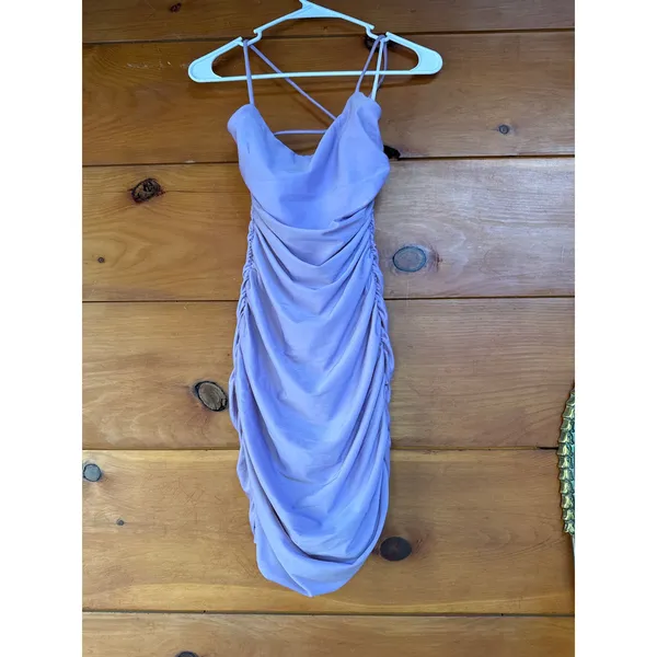 NWOT Lulus Confident Allure Lavender Ruched Lace-Up Bodycon Mini Dress Party S - Image 5