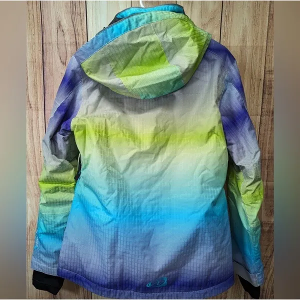 Rodeo Silver Series Women's Ski Snowboard Jacket Size S Ombre Purple Green Blue‎ - Image 3