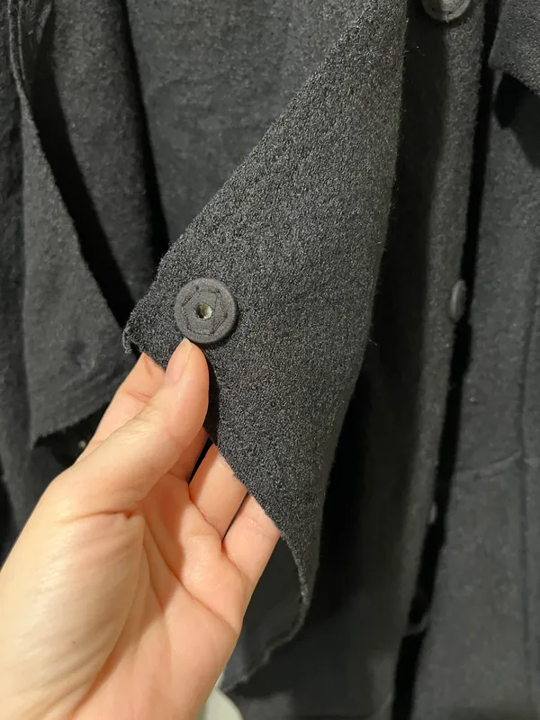 Free People Wool Blend Hood Asymetric Black Jacket Sz L - Image 7
