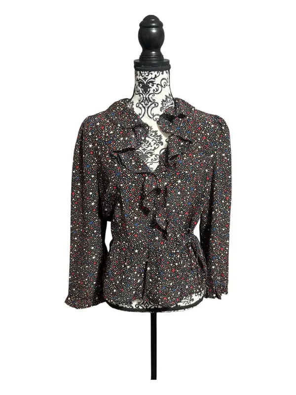 MADEWELL Silk Ruffle-Hem Wrap Top in Starry Night - Image 2