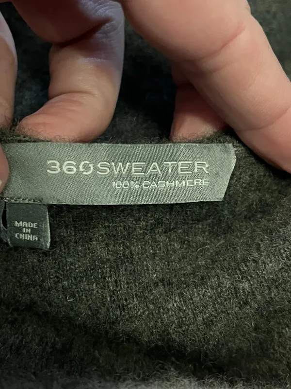360 Cashmere Sweater Womens Small Gray 100% Hooded Full Zip Star Back Hoodie - Image 6