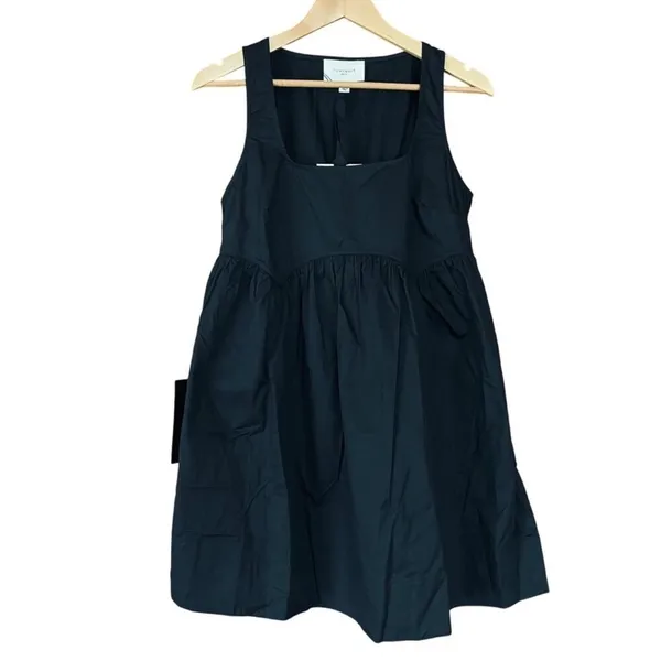 Pomander Place Porto Dress M NWT Black Sleeveless Mini Cotton Babydoll Style - Image 4
