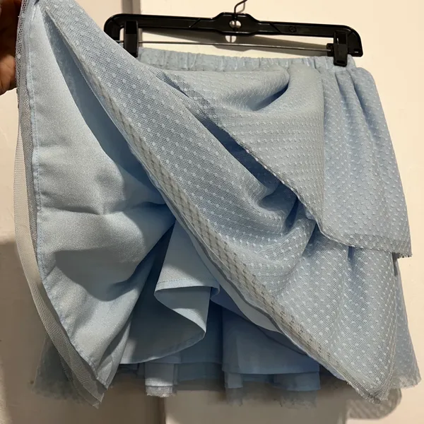 Hill House The Clara Tulle Tiered Dotted Mini Skirt Powder Blue Women Small - Image 7