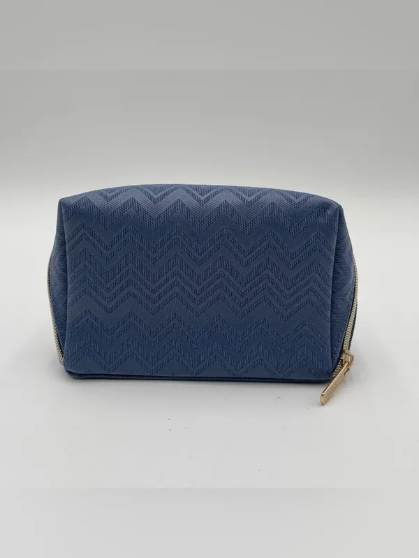Missoni Small Travel Cosmetic Pouch Delta One Collection Toiletry Bag Blue Gold - Image 3