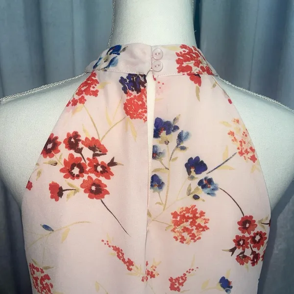 Rose + Olive High Neck Sleeveless Blouse Sz Small-Peach Floral Dainty Top - Image 5
