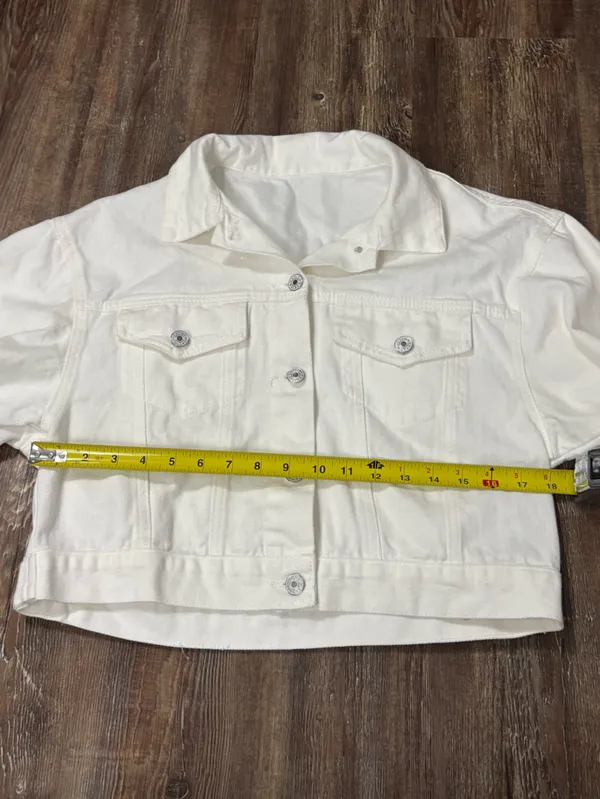 White Fringe Medium Buttondown Jean Jacket Festival Western Cowboy Country - Image 8