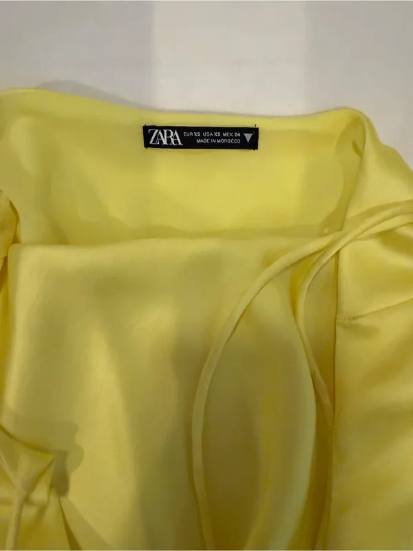 Zara Yellow Satin Cowl Neck Slip - Image 3