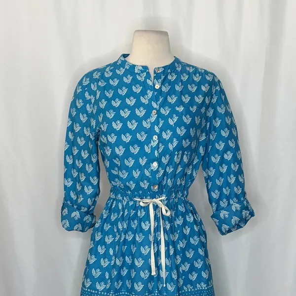 Anthropologie MEADOW RUE Anila Shirtdress Floral Blockprint Shirt Dress Size 4 - Image 3