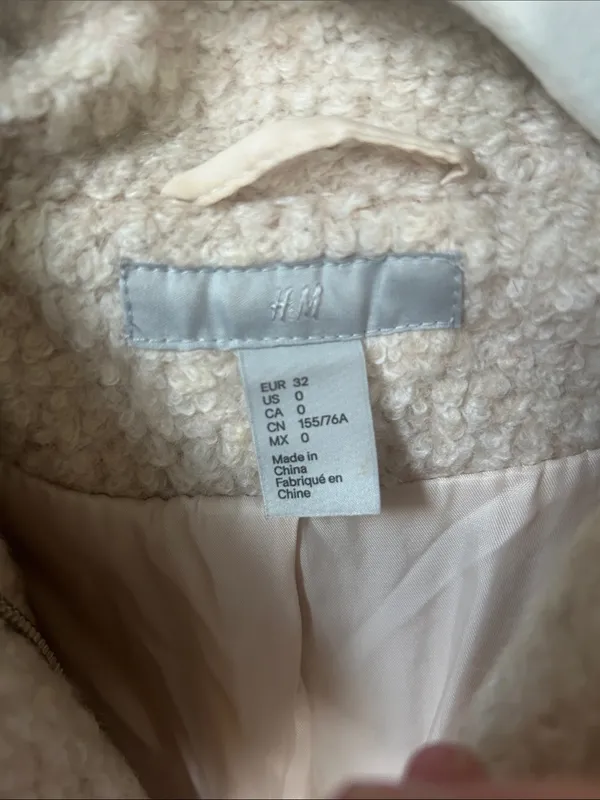 H&M Cream Bouclé Pea Coat - Women's - Image 2