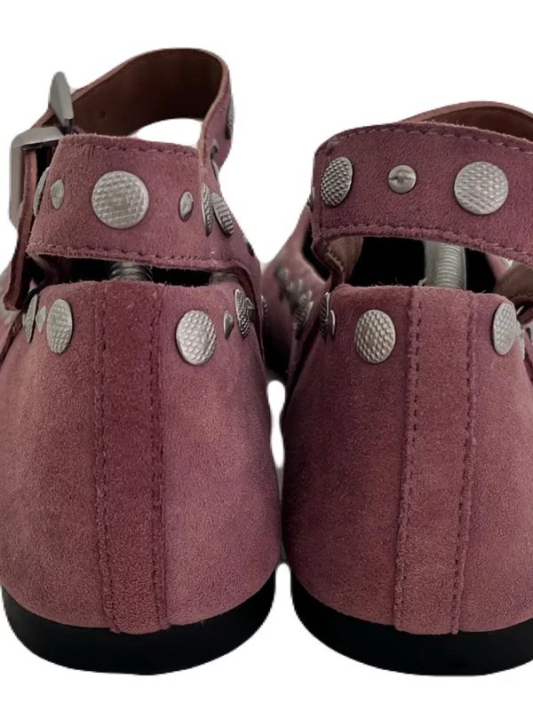 Free People Mauve Suede ‘Mystic’ Mary Jane Ankle Strap Studded Flats, Size 9 - Image 8