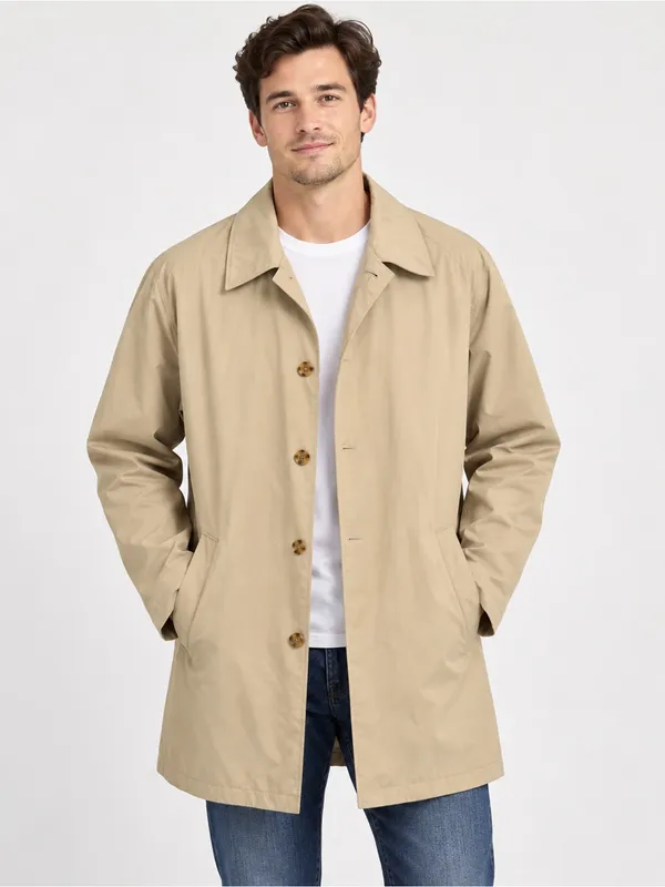Old Navy Men’s XXL Tan Water Resistant Tech Car Coat Trench Jacket - Image 2