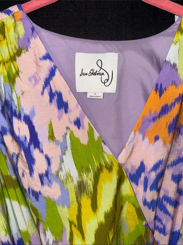 Sam Edelman Print Wrap Front Flutter Sleeve Midi Dress - Image 4