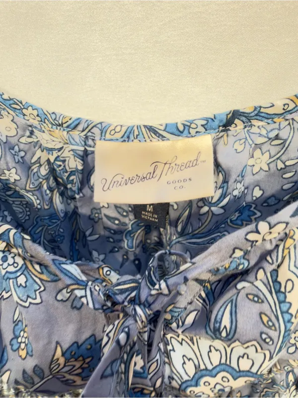 Women's Cotton Midi Pullover Sundress - Universal Thread Blue Floral Medium NWT - Image 8