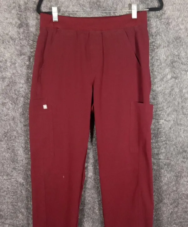 Figs Axim cargo scrub pants burgundy size small women - Image 2
