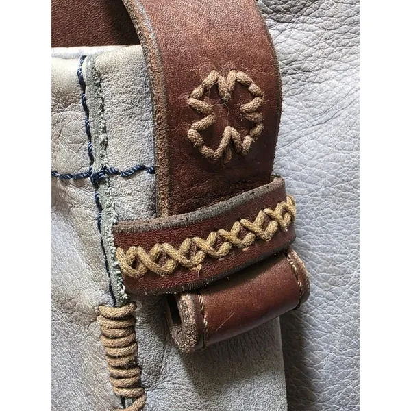 Vintage Lucky Brand Crossbody Bag Leather Purse Gray Brown Accents - Image 7
