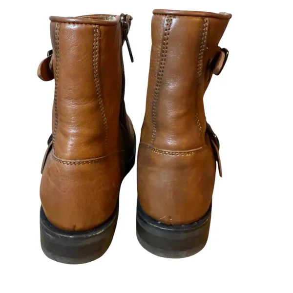 Frye Vicky Tan Leather Buckle Ankle Boots - Image 5