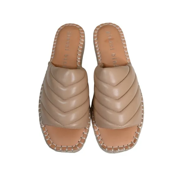 Gianni Bini Womens 7 Evert Leather Platform Slide Sandals in Light Tan - Image 2