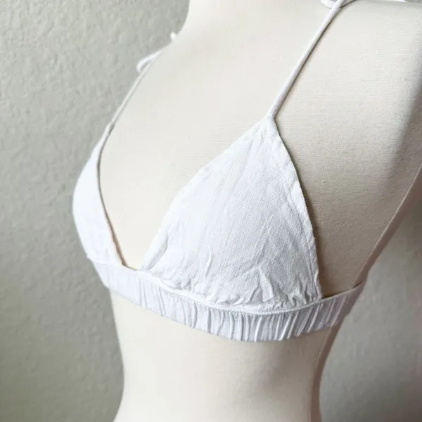 437 White Tie Shoulder Bikini Top - Image 4