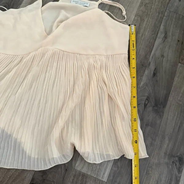 Paper Crane Butter yellow pastel plisse pleated chiffon babydoll tank - Image 3