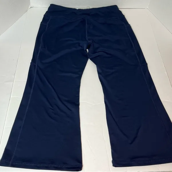 Zexxxy Navy High Waist Stretch Yoga Pants Wide Leg with Deep Pockets Size M New! - Image 2