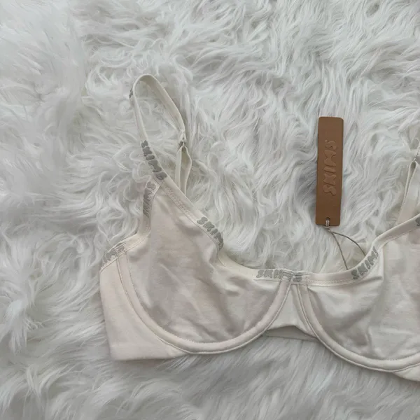Skims Cotton Logo Demi Bra Marble Size 32C - Image 3