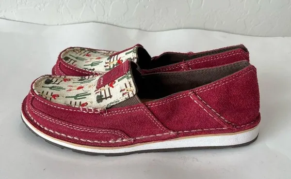 Ariat Cruiser Roper Suede Slip On Canvas Shoes Desert Cactus Cowgirl Print 6 NEW - Image 5