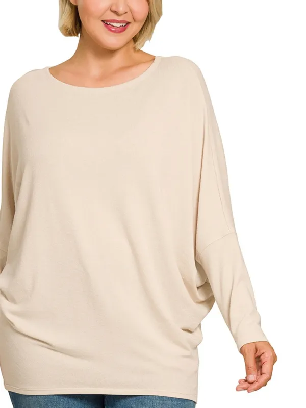 New!Plus Size Zenana Outfitters Hacci Sand Beige Dolman Tunic Top Size 3X - Image 4