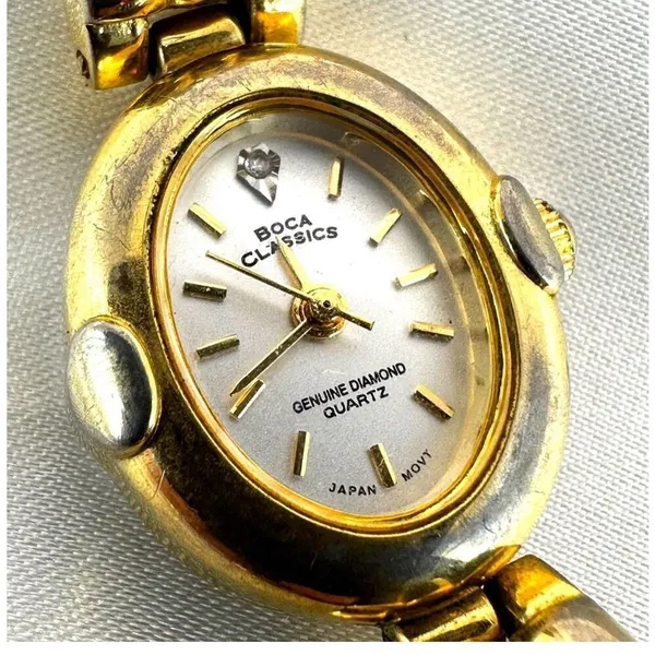 Boca Classics genuine diamond quartz watch Gold - Image 7