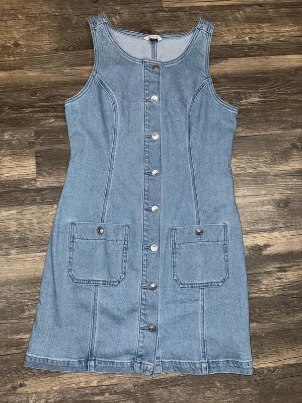 American Eagle NWOT Denim Pinafore Mini Dress - Image 3