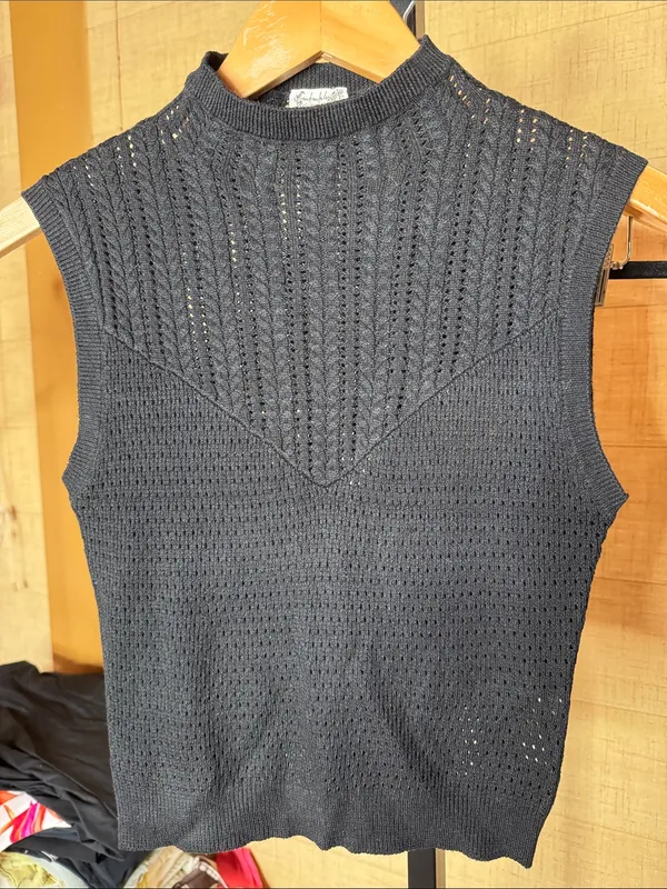 Free People Intimately Fresh Feeling Cami Black Knit Top Size Small - Image 2