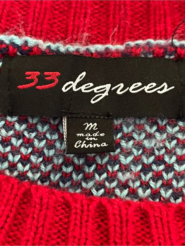 33 Degrees Oversized Ugly Christmas Sweater Fuzzy Knit Graphic Multicolor M - Image 5